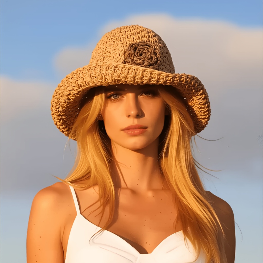 قبعة شاطئ نسائية عريضة الحواف  - مراجعة Bucket Hat Straw وسعره