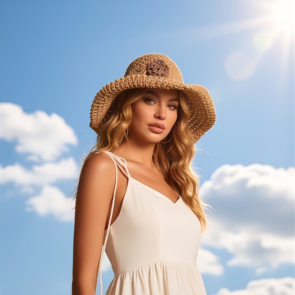 قبعة شاطئ نسائية عريضة الحواف  - مراجعة Bucket Hat Straw وسعره