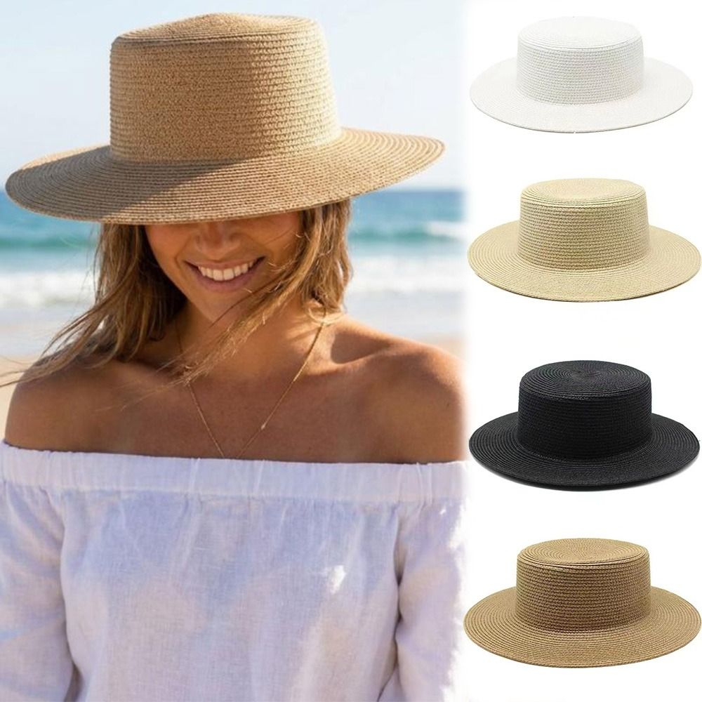 قبعة شمسية عصرية واسعة الحواف  - مراجعة Bucket Hat Straw وسعره